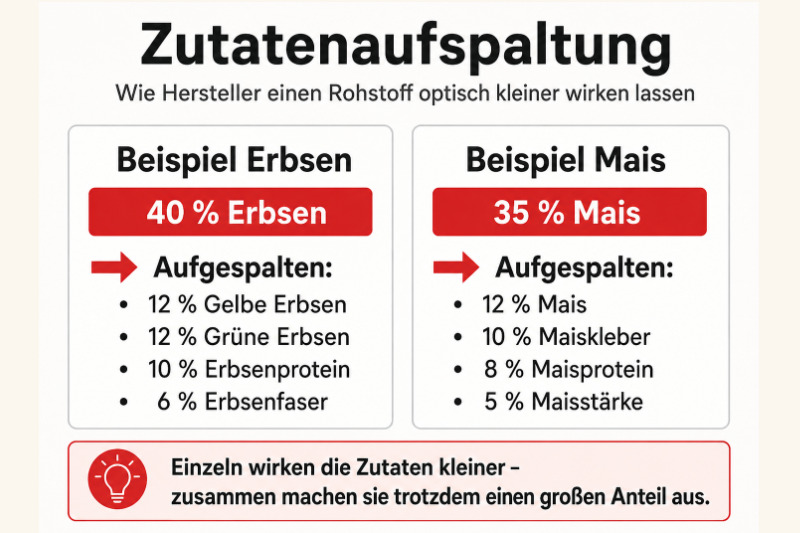 Beispiel Zutatenaufspaltung Hundefutter