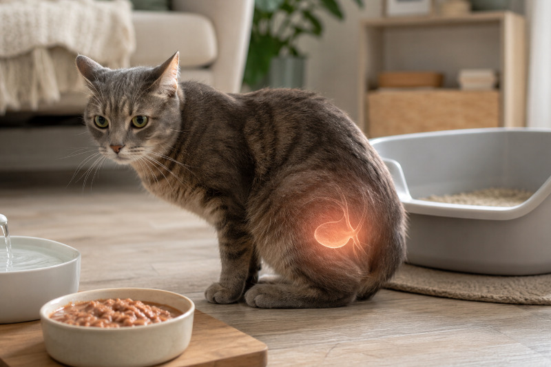 Blasenentzündung bei der Katze: idiopathische Zystitis (FIC), Stress und die Rolle der Fütterung