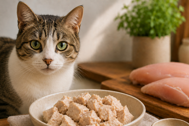 Hähnchen für Katzen: roh, gekocht und worauf Sie achten sollten
