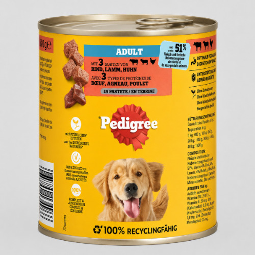 Pedigree Classic Rind, Lamm und Huhn in Pastete im Hundefutter-Test