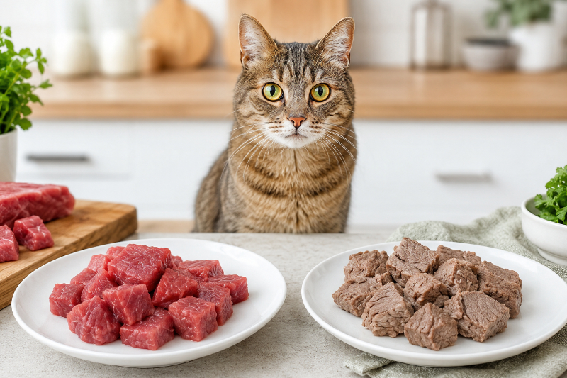 Rindfleisch für Katzen - roh, gekocht und worauf es ankommt