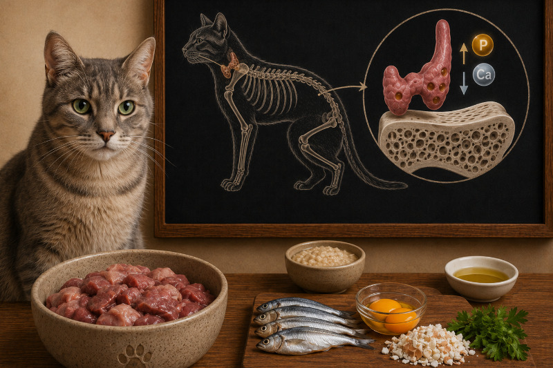 Sekundärer Hyperparathyreoidismus bei der Katze: wenn pures Fleisch die Knochen schwächt