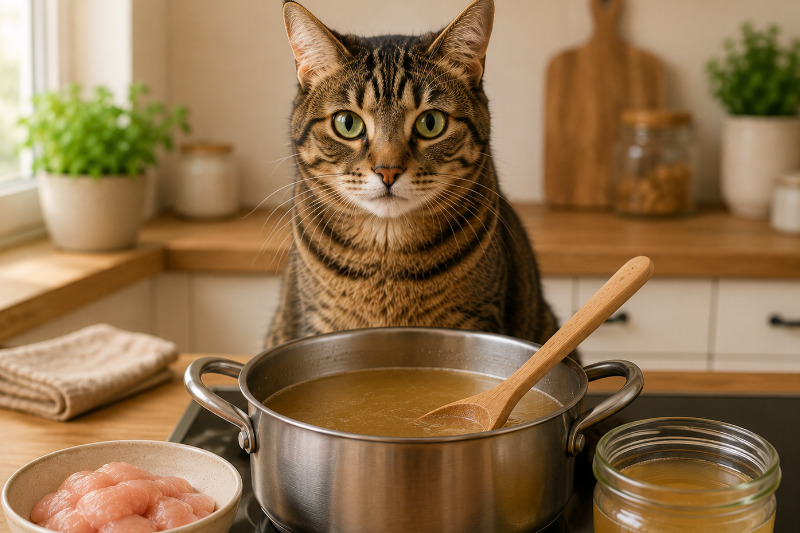 Trinkbrühe für Katzen selber machen: einfacher Trinkanreiz mit zwei Zutaten