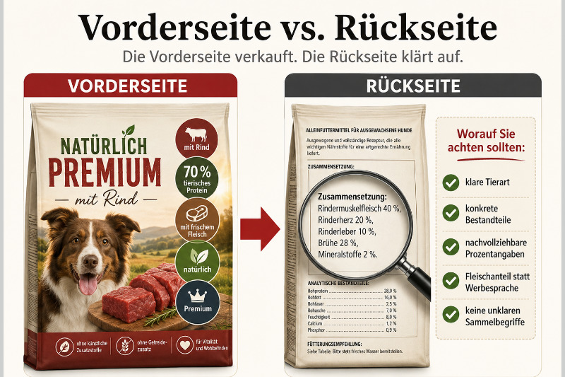 Verpackungsmarketing bei Hundefutter: Warum die Vorderseite nicht die ganze Wahrheit zeigt