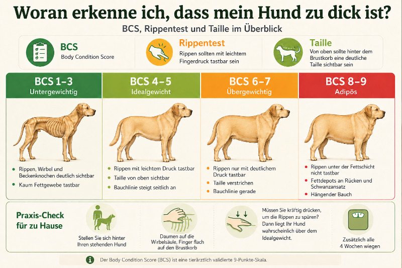 Woran erkenne ich, dass mein Hund zu dick ist?