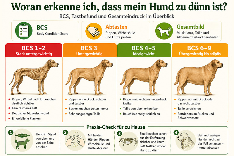 Woran erkenne ich, dass mein Hund zu dünn ist?